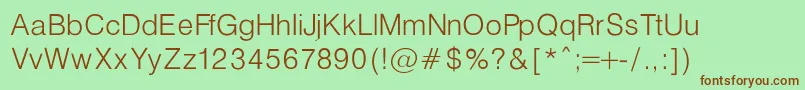 Шрифт HelveticaLightNormalRegular – коричневые шрифты на зелёном фоне