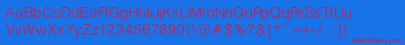 HelveticaLightNormalRegular Font – Red Fonts on Blue Background