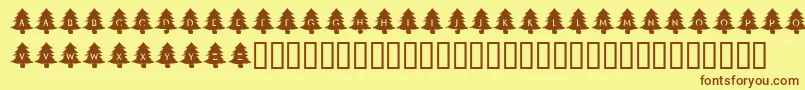 KrOhChristmasTree Font – Brown Fonts on Yellow Background