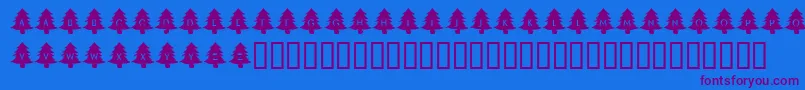 KrOhChristmasTree-Schriftart – Violette Schriften auf blauem Hintergrund