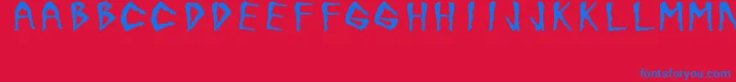 JuanjoSHotLegsBold-Schriftart – Blaue Schriften auf rotem Hintergrund