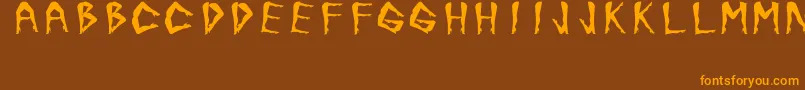 Weitere Informationen zur JuanjoSHotLegsBold-Schriftart JuanjoSHotLegsBold-Schriftart – Orangefarbene Schriften auf braunem Hintergrund