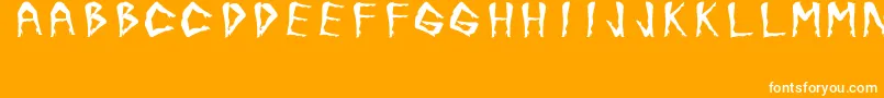 Fonte JuanjoSHotLegsBold – fontes brancas em um fundo laranja