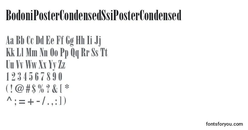 BodoniPosterCondensedSsiPosterCondensed-fontti – aakkoset, numerot, erikoismerkit
