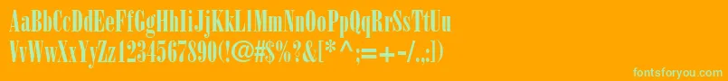 Шрифт BodoniPosterCondensedSsiPosterCondensed – зелёные шрифты на оранжевом фоне