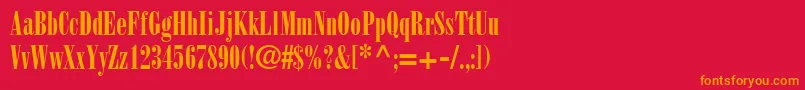 フォントBodoniPosterCondensedSsiPosterCondensed – 赤い背景にオレンジの文字