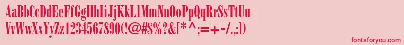 BodoniPosterCondensedSsiPosterCondensed-fontti – punaiset fontit vaaleanpunaisella taustalla