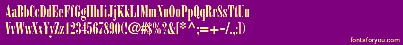 Fonte BodoniPosterCondensedSsiPosterCondensed – fontes amarelas em um fundo roxo