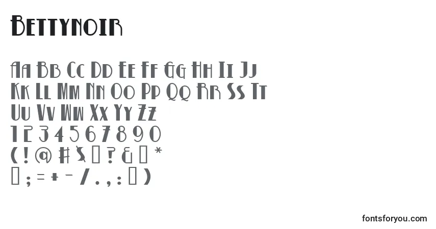 Czcionka Bettynoir – alfabet, cyfry, specjalne znaki