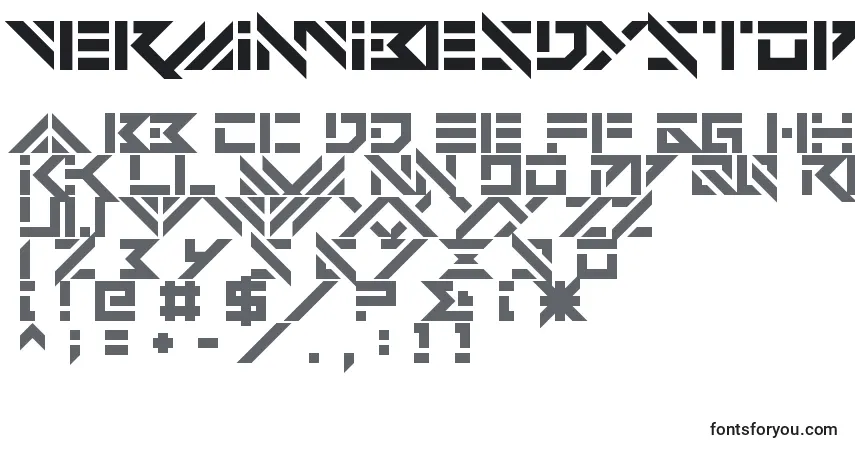 VerminVibesDystopia-fontti – aakkoset, numerot, erikoismerkit