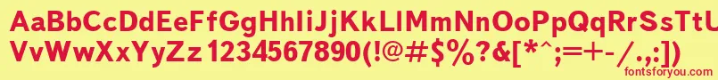 Fonte TextbookcBold – fontes vermelhas em um fundo amarelo