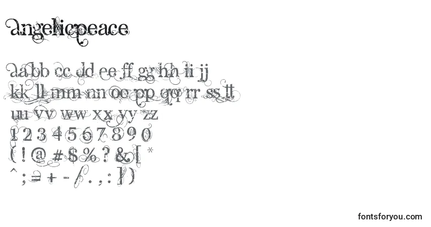 A fonte AngelicPeace (65229) – alfabeto, números, caracteres especiais