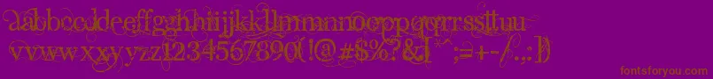 AngelicPeace-Schriftart – Braune Schriften auf violettem Hintergrund