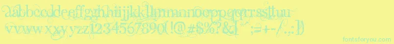 AngelicPeace-Schriftart – Grüne Schriften auf gelbem Hintergrund