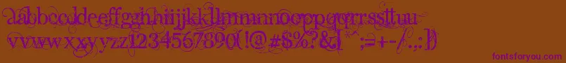 AngelicPeace-Schriftart – Violette Schriften auf braunem Hintergrund