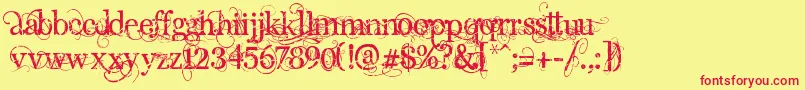 Fonte AngelicPeace – fontes vermelhas em um fundo amarelo