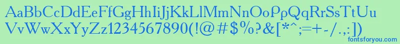 AcademiaRoman Font – Blue Fonts on Green Background