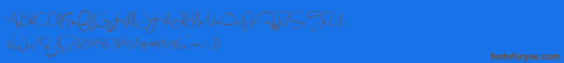 BmdSweetlyBrokenRegular-Schriftart – Braune Schriften auf blauem Hintergrund