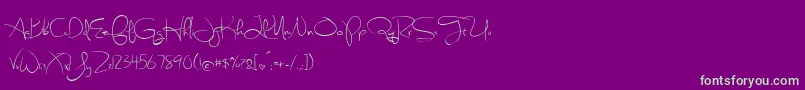 BmdSweetlyBrokenRegular-Schriftart – Grüne Schriften auf violettem Hintergrund