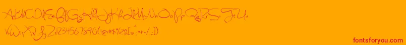 Шрифт BmdSweetlyBrokenRegular – красные шрифты на оранжевом фоне