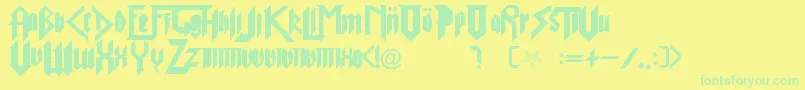 Czcionka PureEvil2 – zielone czcionki na żółtym tle