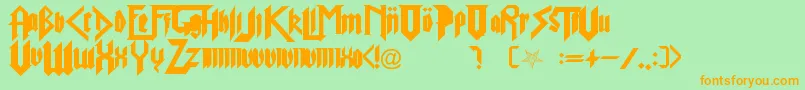PureEvil2-fontti – oranssit fontit vihreällä taustalla