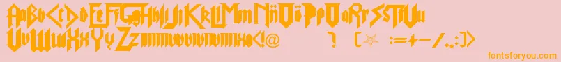 PureEvil2-fontti – oranssit fontit vaaleanpunaisella taustalla