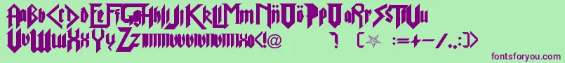 フォントPureEvil2 – 緑の背景に紫のフォント