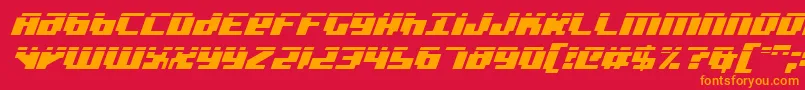 フォントBadRobotItalicLaser – 赤い背景にオレンジの文字