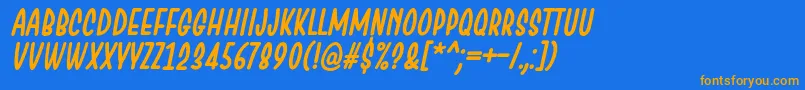 Weitere Informationen zur ChesanItalic-Schriftart ChesanItalic-Schriftart – Orangefarbene Schriften auf blauem Hintergrund