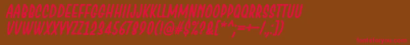 ChesanItalic-Schriftart – Rote Schriften auf braunem Hintergrund