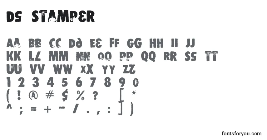 Ds Stamper Font – alphabet, numbers, special characters