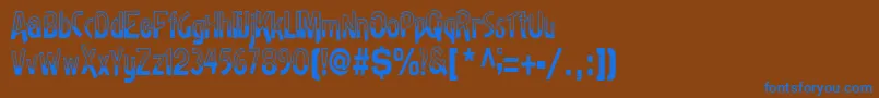 Fonte Badhhabit71RegularTtcon – fontes azuis em um fundo marrom