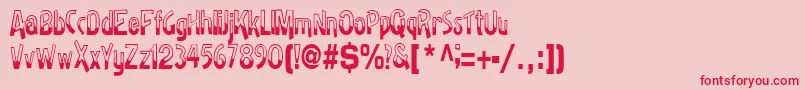 Fonte Badhhabit71RegularTtcon – fontes vermelhas em um fundo rosa