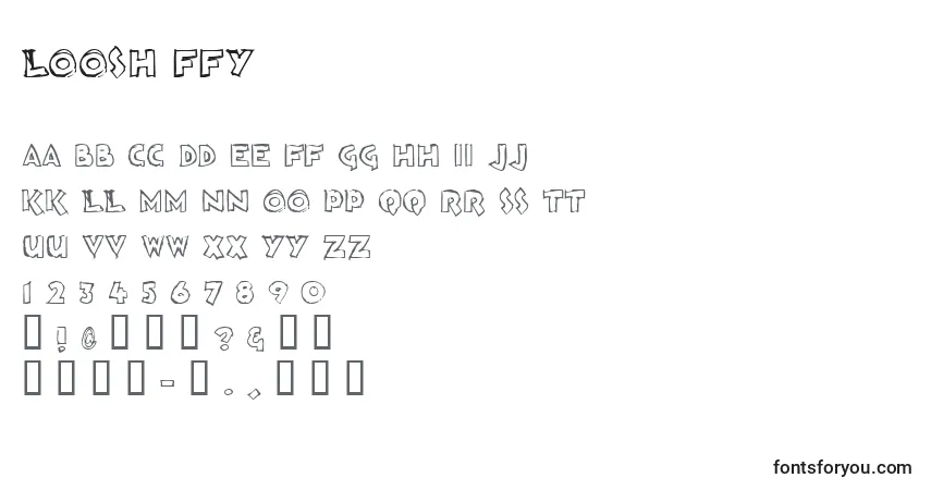 A fonte Loosh ffy – alfabeto, números, caracteres especiais