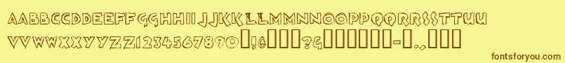 フォントLoosh ffy – 茶色の文字が黄色の背景にあります。