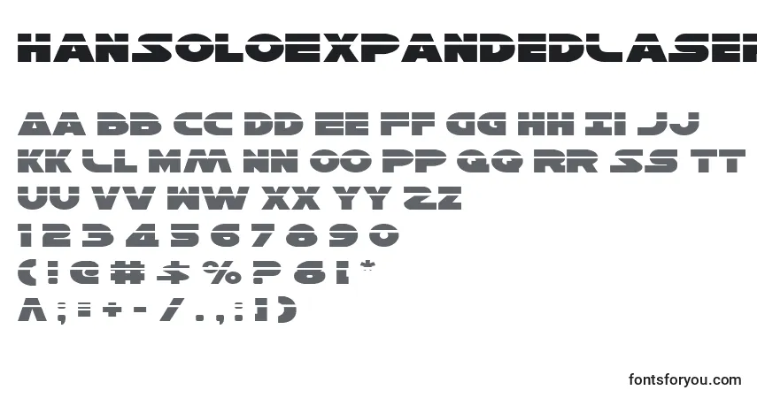 Schriftart HanSoloExpandedLaser – Alphabet, Zahlen, spezielle Symbole