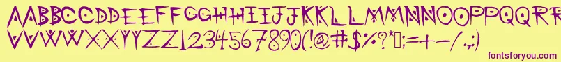 BattleMage Font – Purple Fonts on Yellow Background