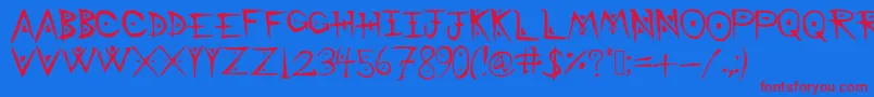 BattleMage-Schriftart – Rote Schriften auf blauem Hintergrund