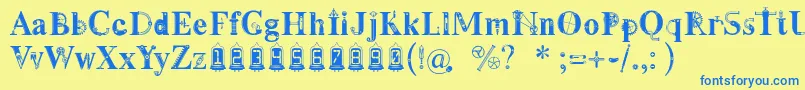 Steamy Font – Blue Fonts on Yellow Background