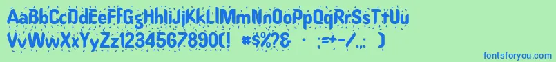 フォントOregonwet – 青い文字は緑の背景です。