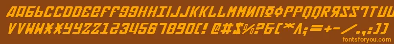 Soviet2ei-Schriftart – Orangefarbene Schriften auf braunem Hintergrund