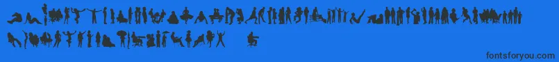 HumanSilhouettesFreeFour-Schriftart – Schwarze Schriften auf blauem Hintergrund