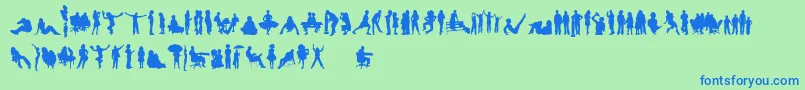 フォントHumanSilhouettesFreeFour – 青い文字は緑の背景です。