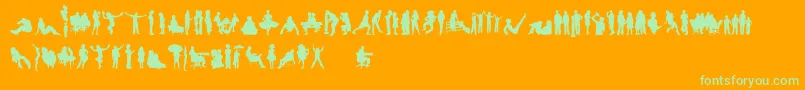 HumanSilhouettesFreeFour Font – Green Fonts on Orange Background