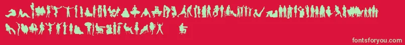 フォントHumanSilhouettesFreeFour – 赤い背景に緑の文字