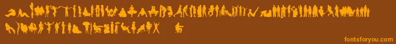 HumanSilhouettesFreeFour Font – Orange Fonts on Brown Background