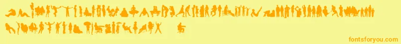 HumanSilhouettesFreeFour Font – Orange Fonts on Yellow Background