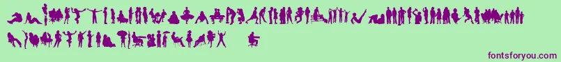 HumanSilhouettesFreeFour Font – Purple Fonts on Green Background