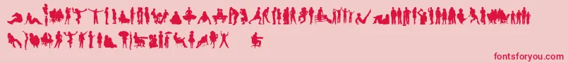 HumanSilhouettesFreeFour Font – Red Fonts on Pink Background